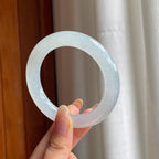 糯冰白月光翡翠圆条手镯（54.5mm)（yc406767）