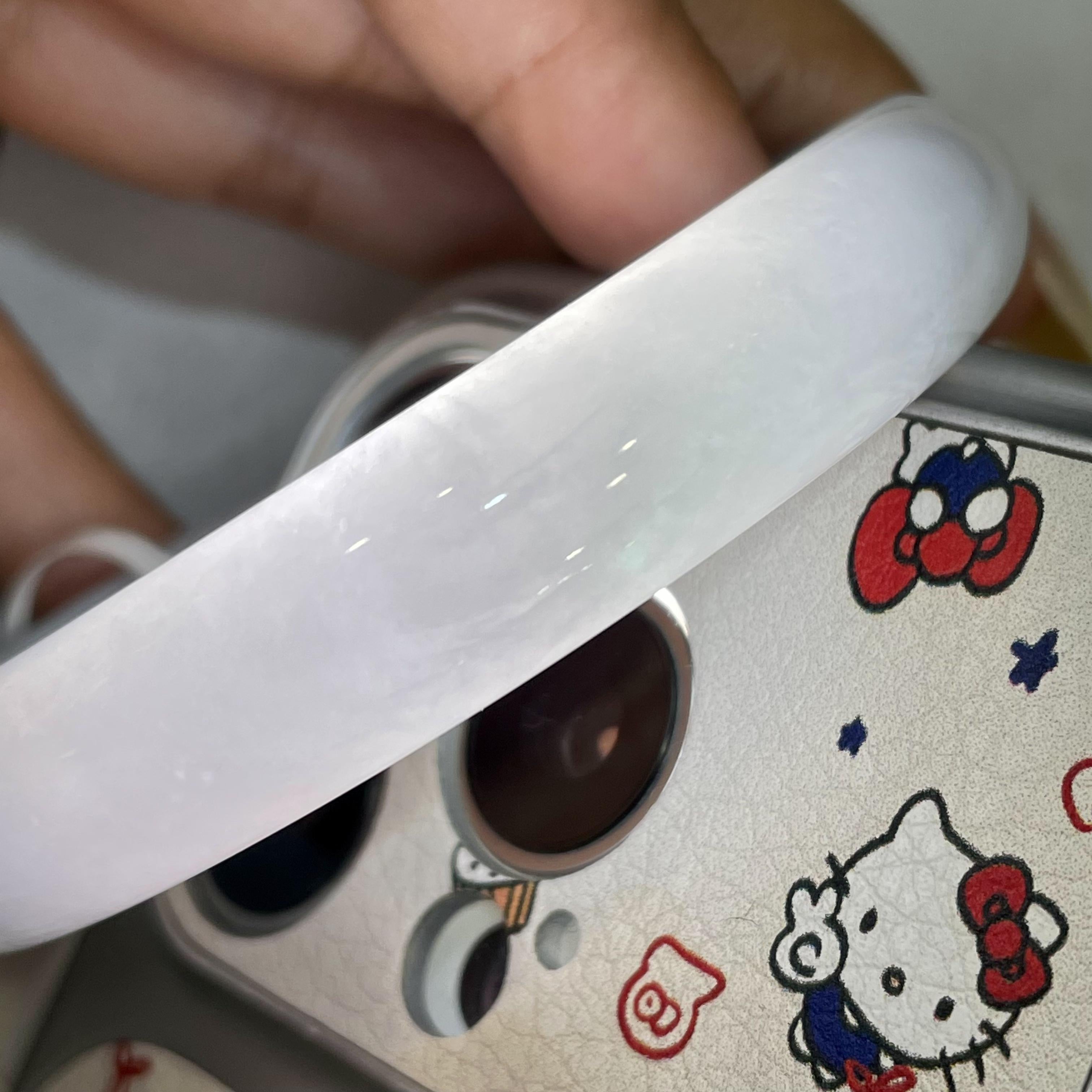大圈口 细糯种带底色正圈平安镯58圈 天然缅甸A货翡翠（yc464086）