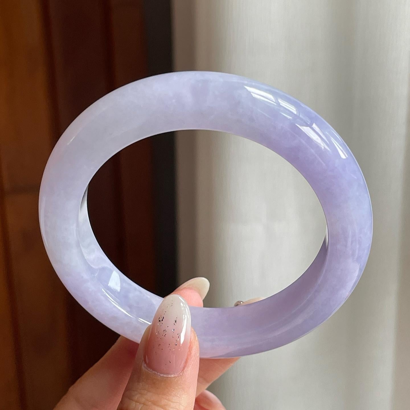 糯冰种紫罗兰翡翠平安镯（57mm）（yc204373）