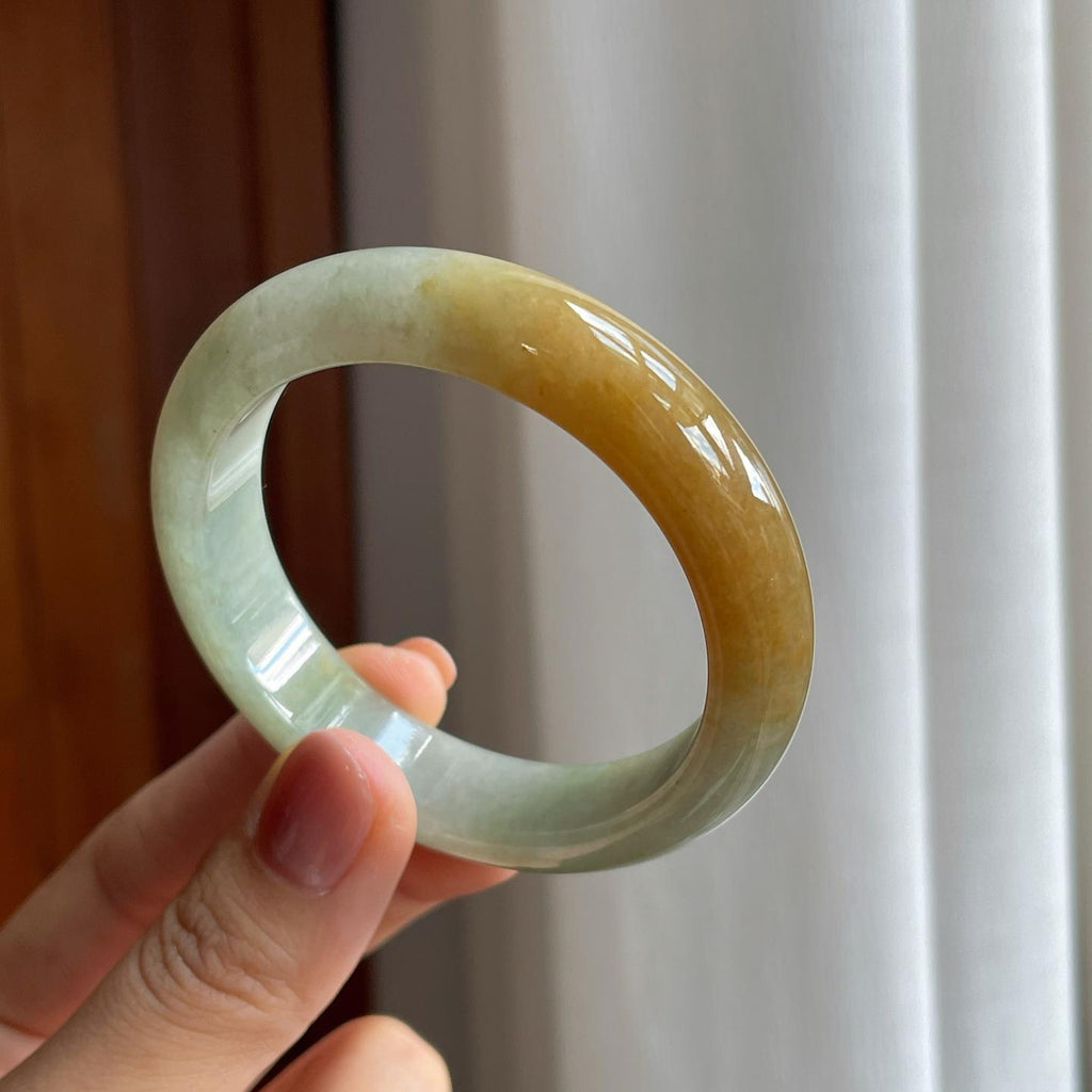 糯冰黄翡翡翠平安镯（51.6mm）（yc277386）