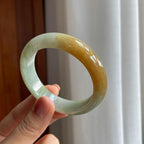 糯冰黄翡翡翠平安镯（51.6mm）（yc277386）