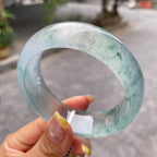 宽版轮胎镯    高冰种蓝底飘花宽版轮胎镯58.7圈       天然缅甸A货翡翠（yc378730）