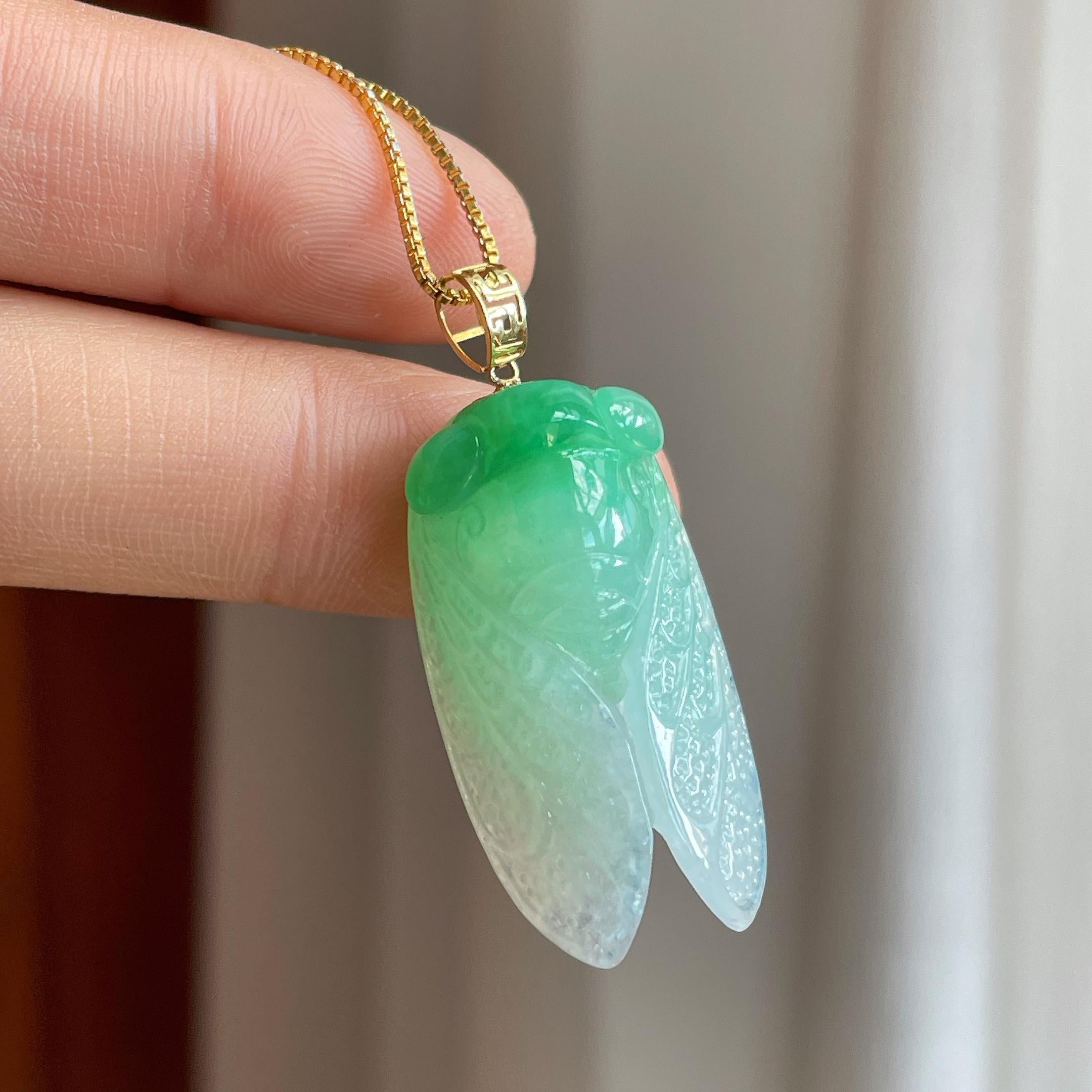 18k 金扣糯冰种带色翡翠一鸣惊人（yc313910）