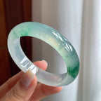 冰玻种飘花翡翠平安镯（52.3mm）（yc175295）