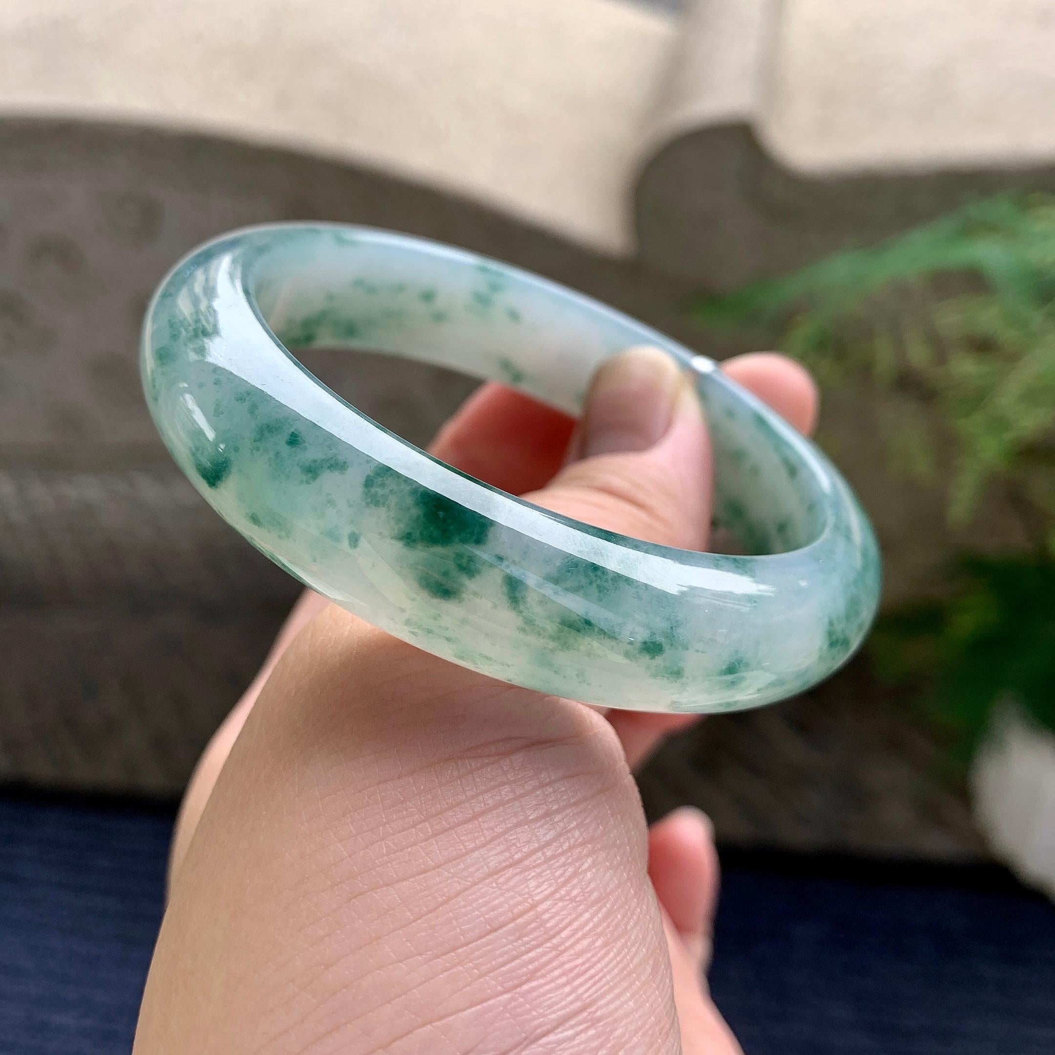 糯冰种飘花平安镯（57.7mm）（yc233900）