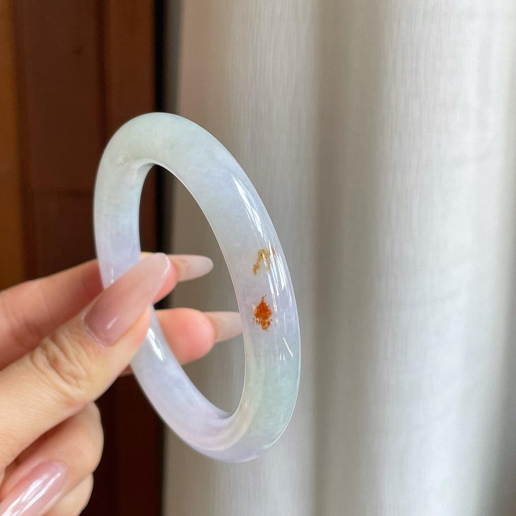 冰种椿彩翡翠圆条手镯（55.7mm）（yc278187）