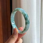 糯冰飘花翡翠平安镯（57.4mm)（yc424340）