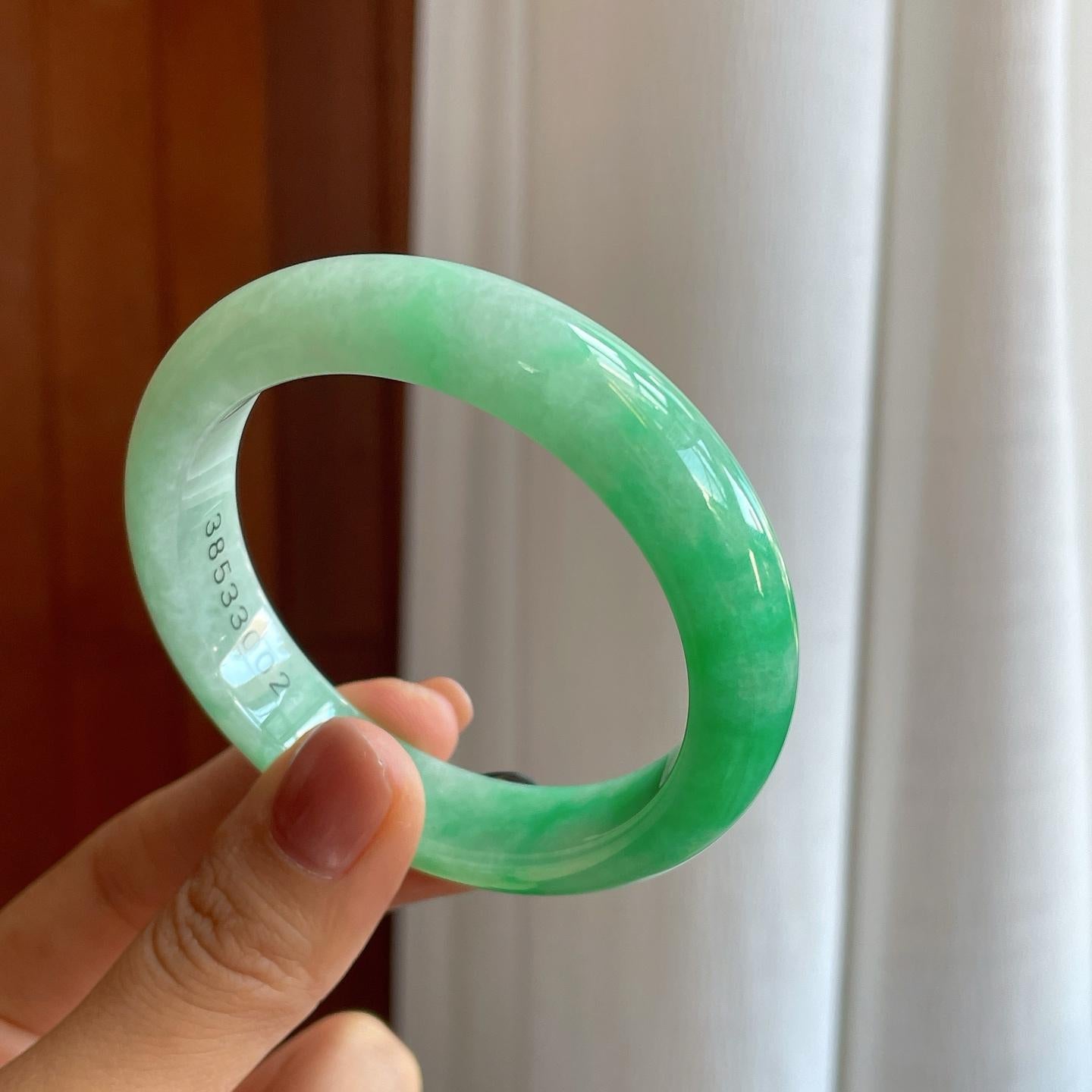 糯冰晴底飘花翡翠平安镯（54.7mm）（yc278719）