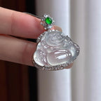 Phật công ngọc phỉ thúy băng chủng không màu đính vàng 18k (yc450440)