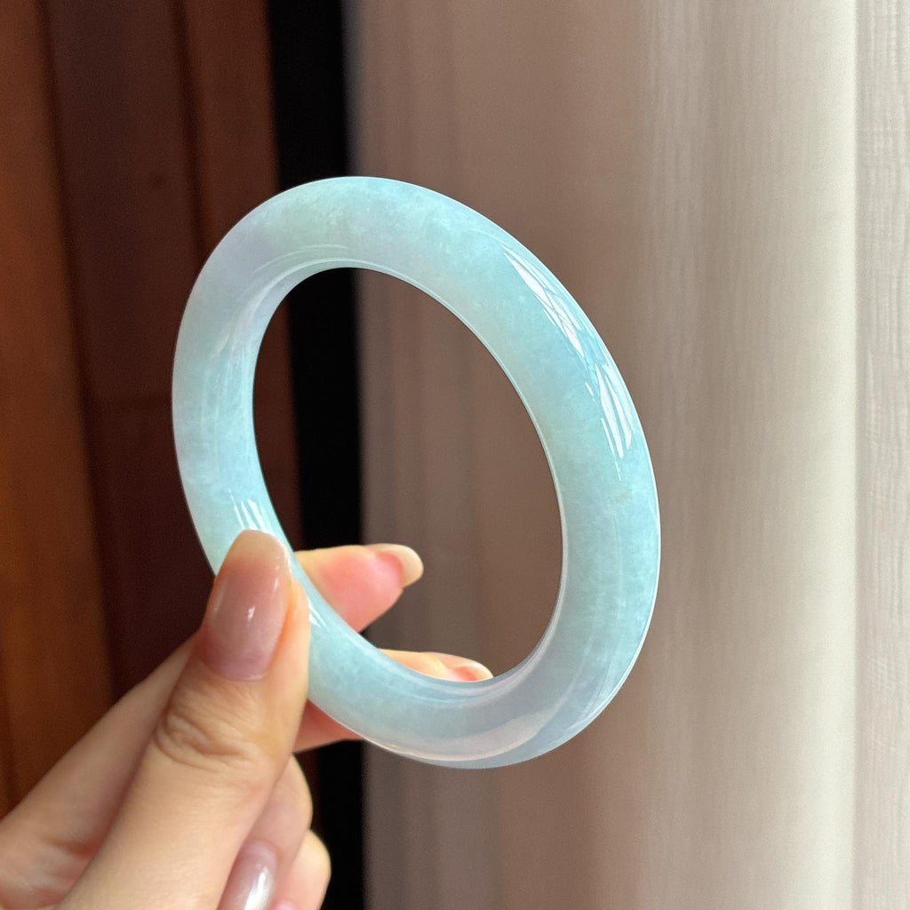 细糯种紫罗兰圆条手镯 56圈 天然缅甸A货翡翠（yc440003）