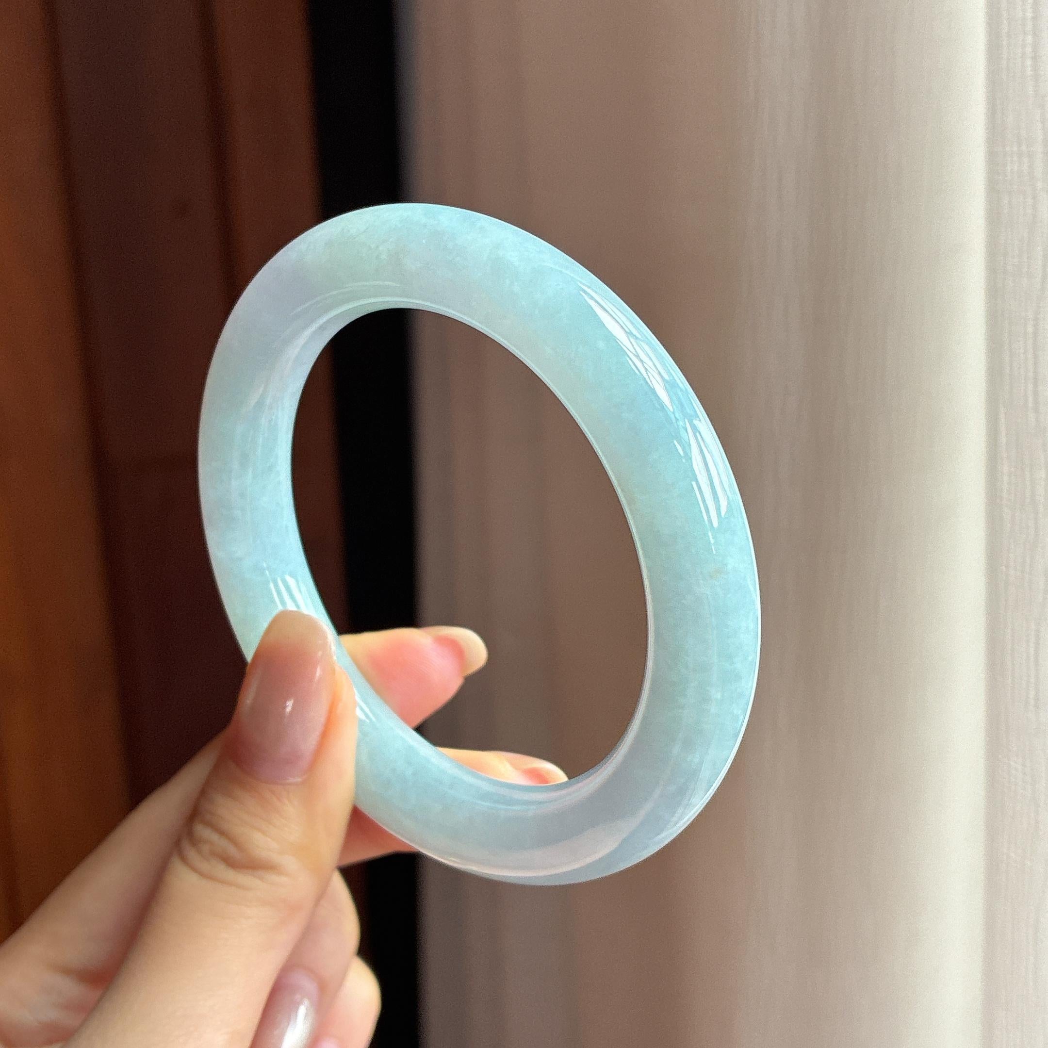 细糯种紫罗兰圆条手镯 56圈 天然缅甸A货翡翠（yc440003）