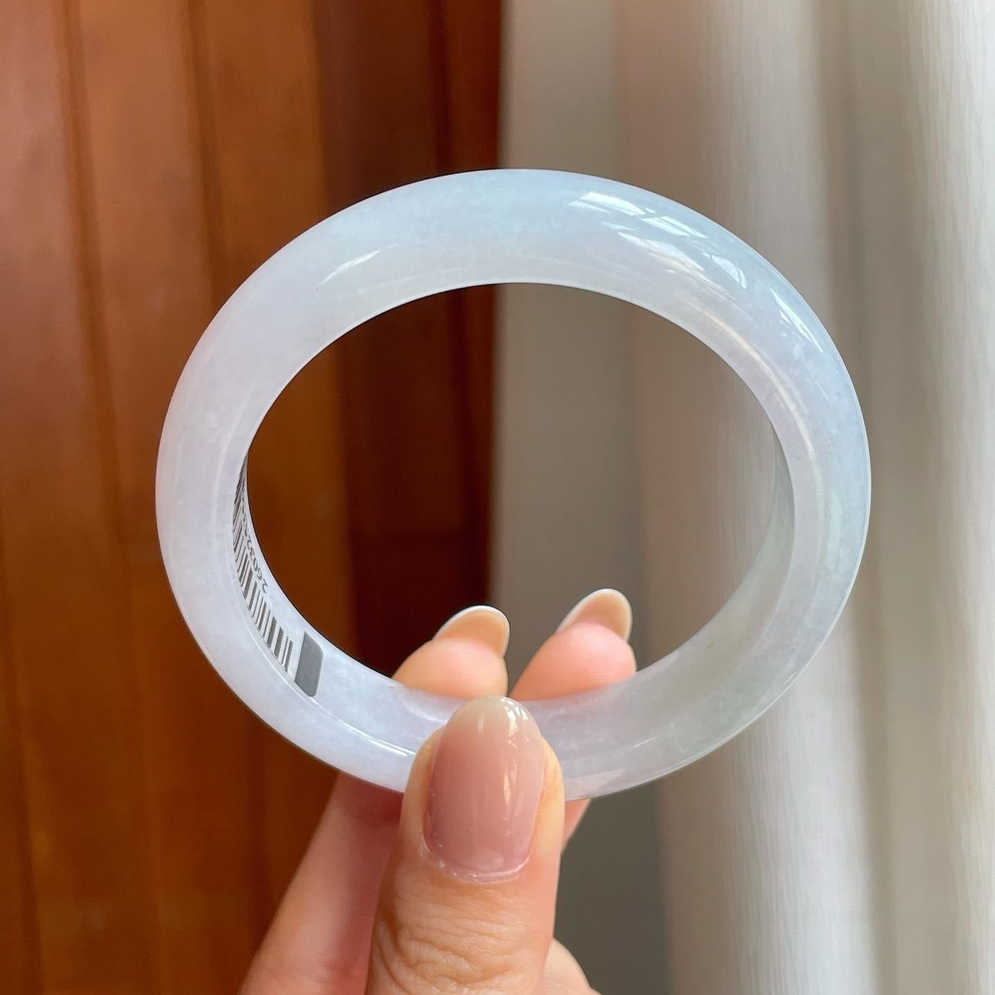 糯冰淡底色翡翠平安镯（53.8mm)（yc373462）
