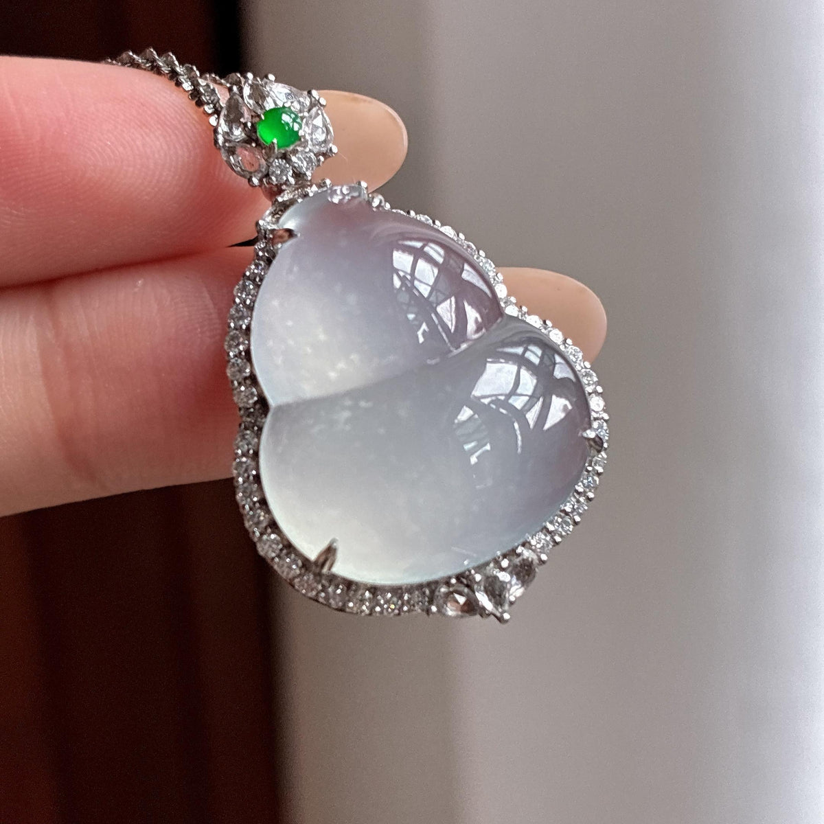18k金镶冰种雪花棉葫芦挂件（yc769966）