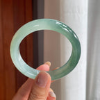 冰种湖水绿翡翠平安镯（57.2mm）（yc414540）