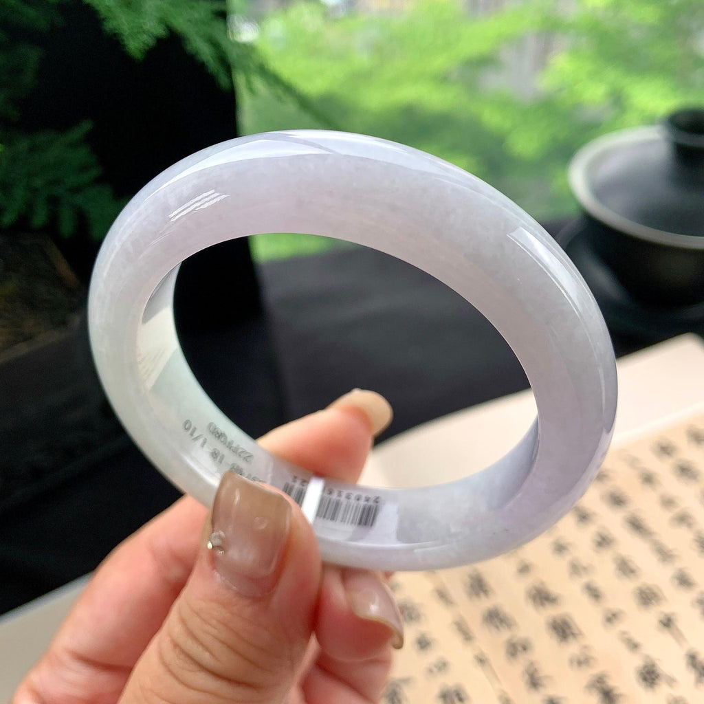 细糯种淡春彩正圈平安镯 53.2圈口 天然缅甸A货翡翠（yc473082）