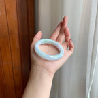 糯冰白底青翡翠平安镯（54mm）（yc303066）