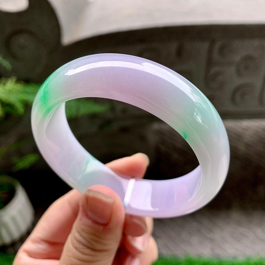 糯冰种春彩宽版轮胎手镯（58.5mm）（yc253001）