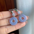 18k金钻镶冰种紫罗兰翡翠甜甜圈耳包（yc187351）