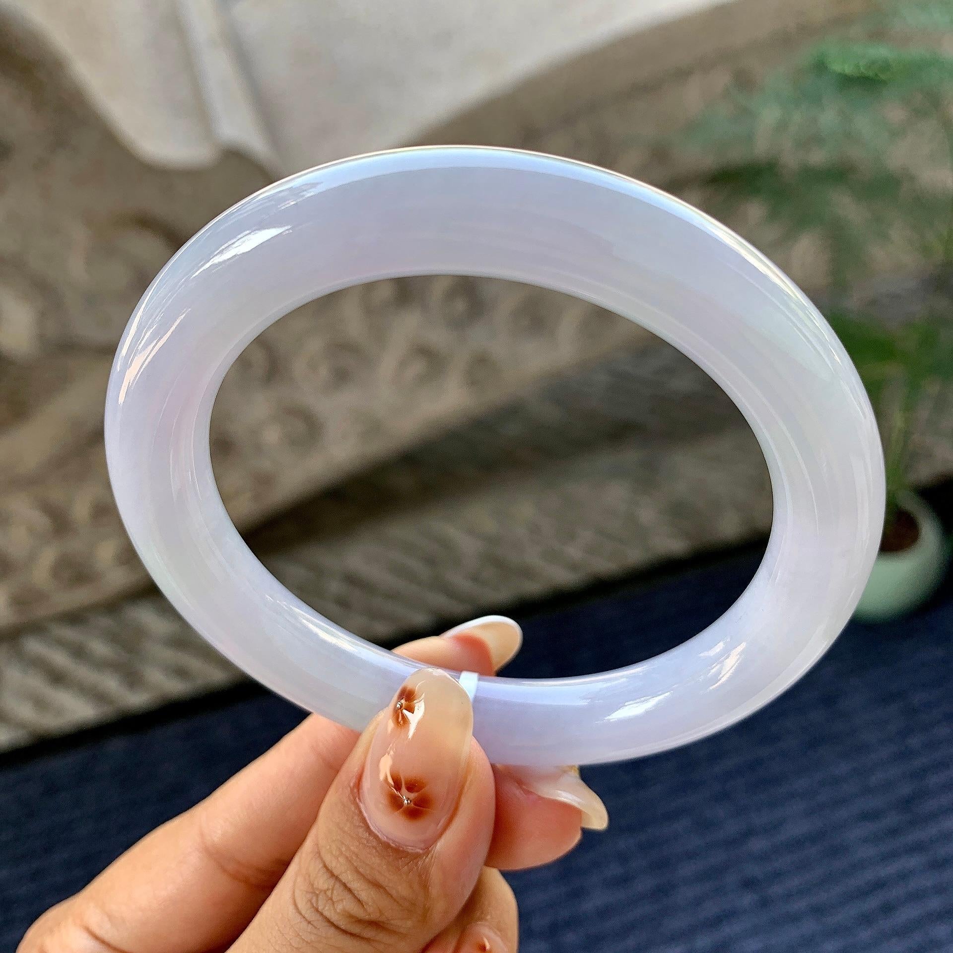 细糯种淡紫罗兰圆条手镯（58.4mm）（yc249446）