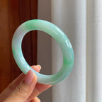 糯冰带色翡翠圆条手镯（59mm)（yc381140）