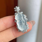 18k金镶冰种无色翡翠天使（yc244883）