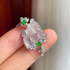 18k金钻镶冰玻种雪花棉翡翠吊坠（yc248477）