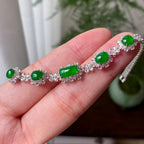 18K金钻镶糯冰种满绿蛋面手链 天然缅甸A货翡翠（yc314496）