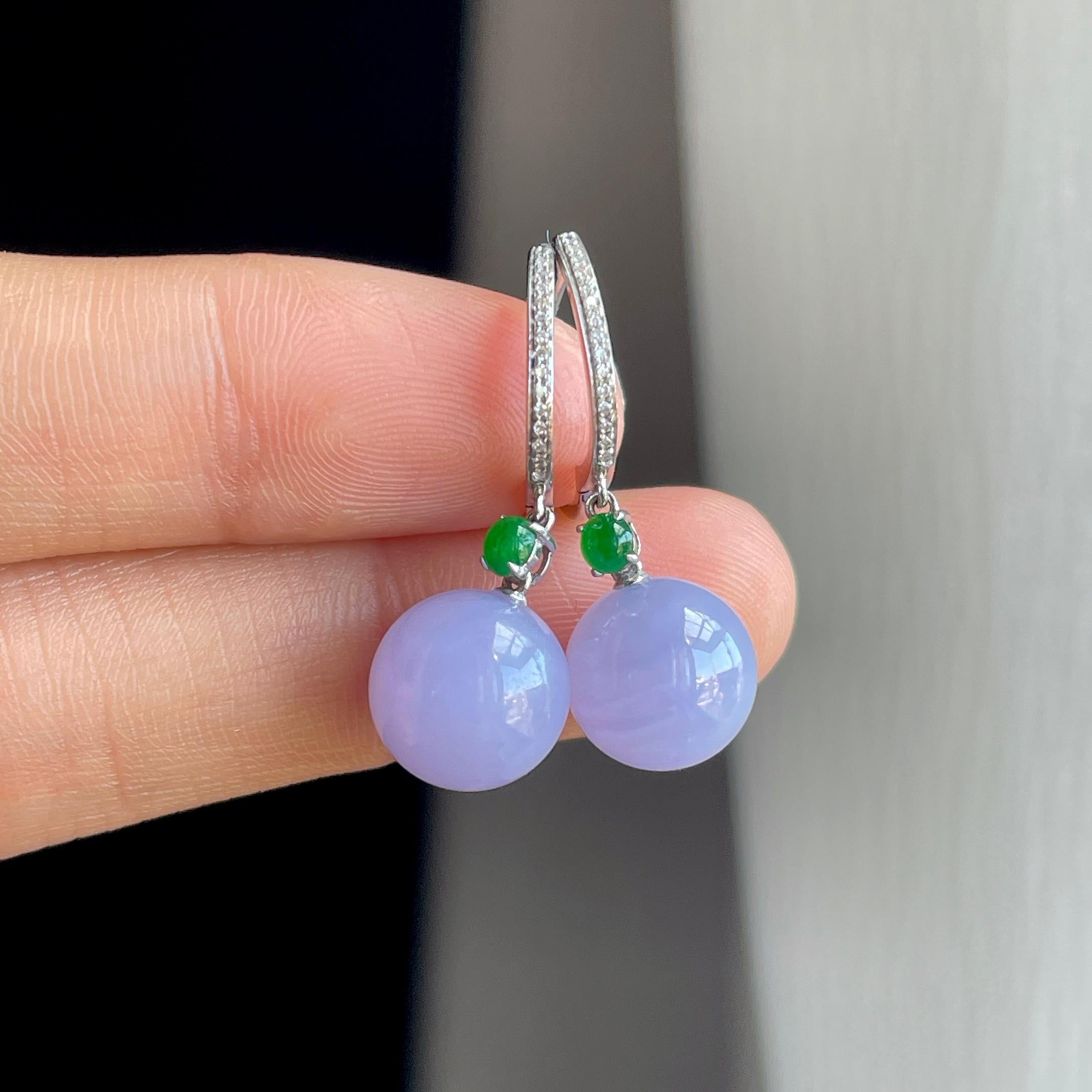 18k 金钻镶糯冰紫罗兰翡翠耳饰（yc318563）