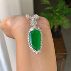 18k金钻镶冰种阳绿福瓜吊坠/项链（两用款）（yc242687）