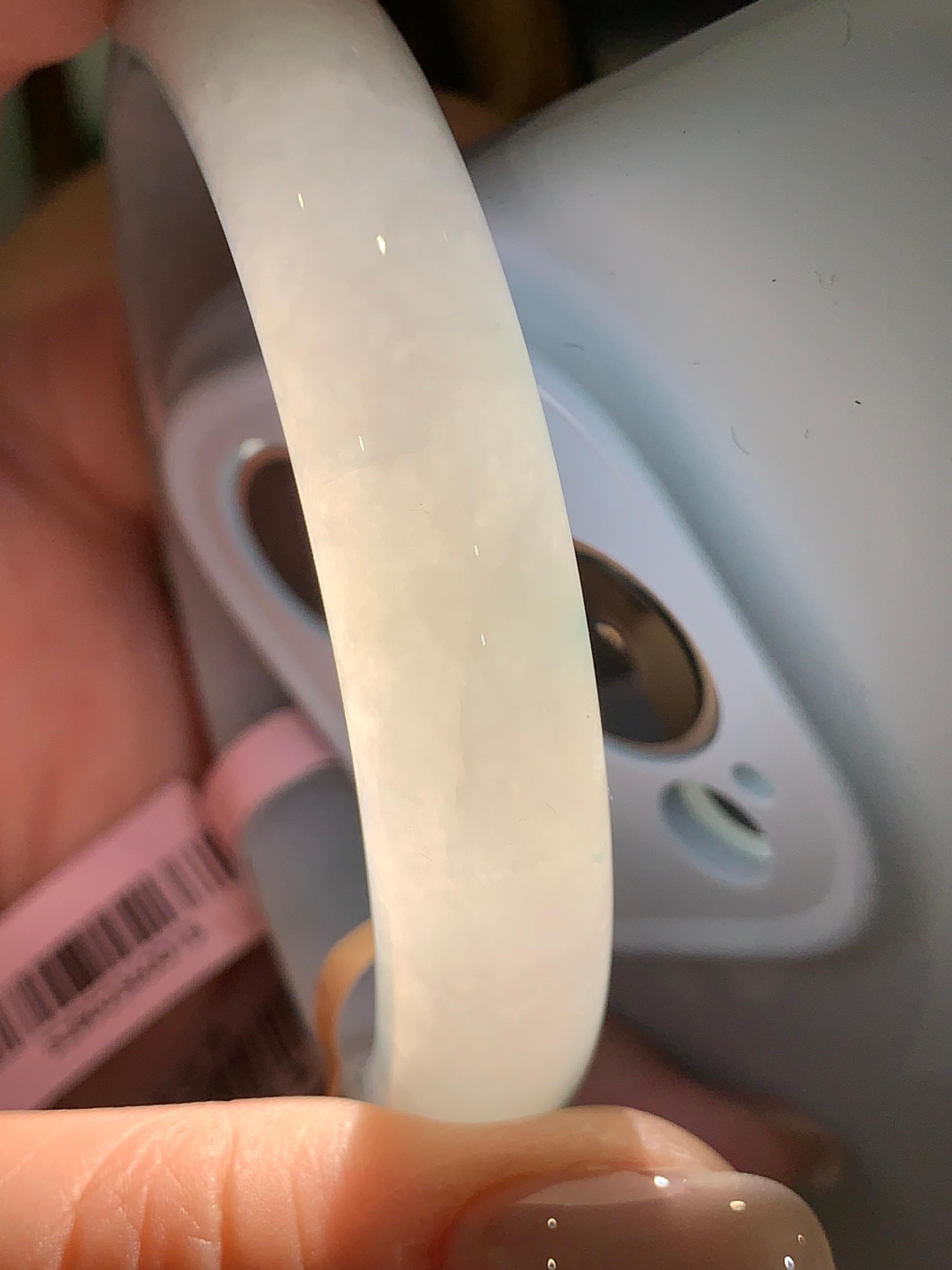细糯种飘蓝花正圈平安镯  57圈口  天然缅甸A货翡翠（yc405536）