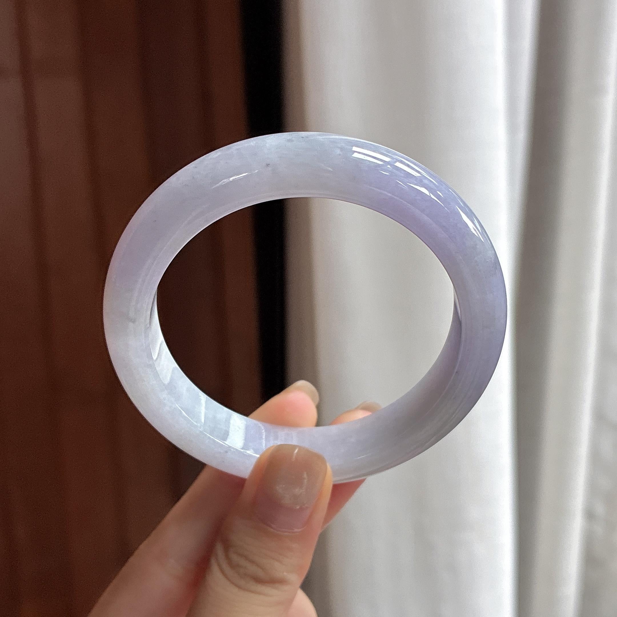 细糯种紫罗兰正圈平安镯 56圈 天然缅甸A货翡翠（yc483935）
