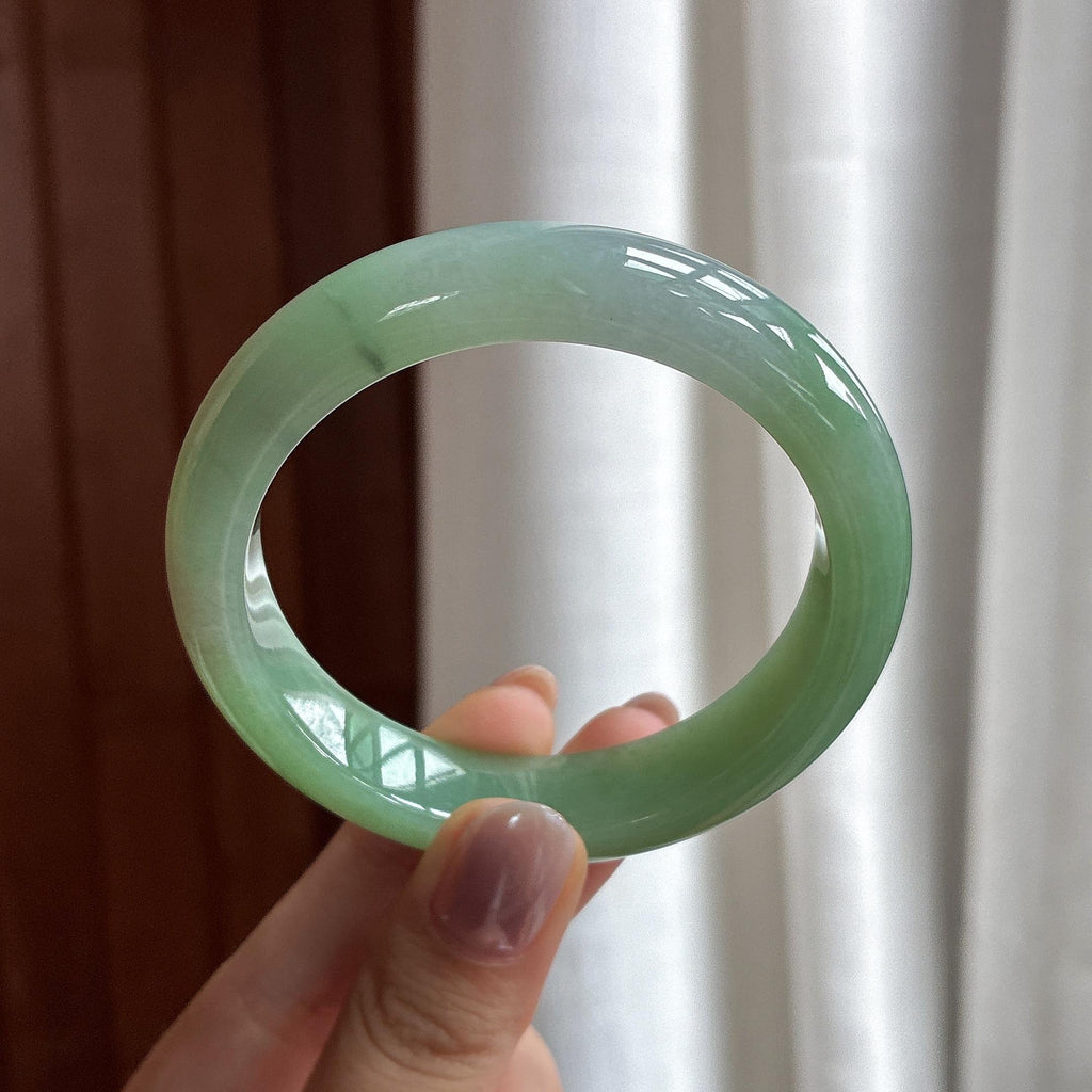 糯冰晴底正圈平安镯 53圈 天然缅甸Ａ货翡翠（yc487567）