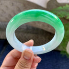 细糯种白底青平安镯（56.7mm）（yc249459）