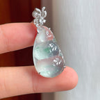 18k金镶冰玻种飘花翡翠豆子（yc249131）