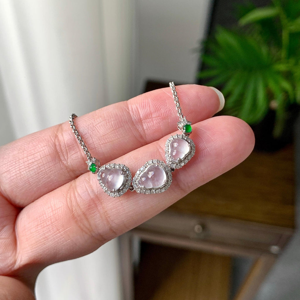 18K金钻镶糯冰种无色葫芦手链（yc215982）