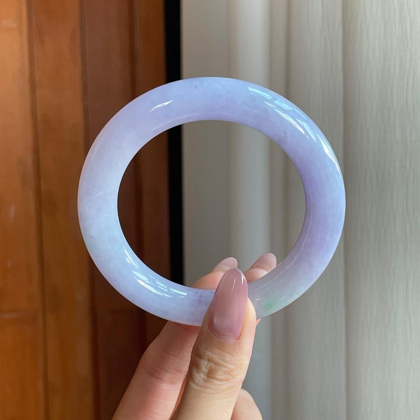 糯冰椿彩翡翠圆条手镯（58.8mm）（yc287080）