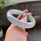 糯冰种淡春彩平安镯（57mm）
