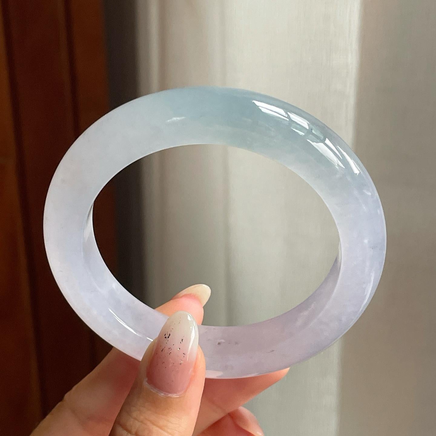 冰种淡紫底翡翠平安镯（56mm）（yc206756）