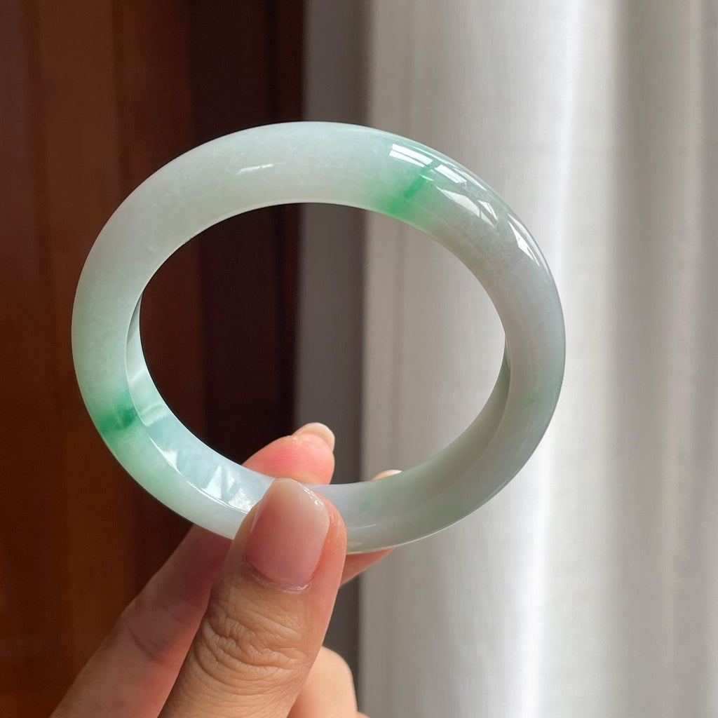 糯冰带色翡翠平安镯（57.5mm）（yc377983）