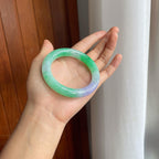 糯冰春彩翡翠圆条手镯（55mm）（yc225098）