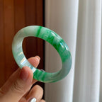 糯种带色翡翠平安镯（53.5mm）（yc274643）