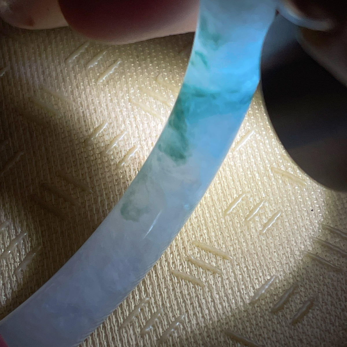 小圈口 糯冰飘花圆条手镯 53圈（yc760617）