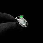 18k金钻镶冰种双色翡翠蛋面戒指（yc265736）