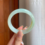 糯冰黄翡宽版翡翠平安镯（58mm)（yc376690）