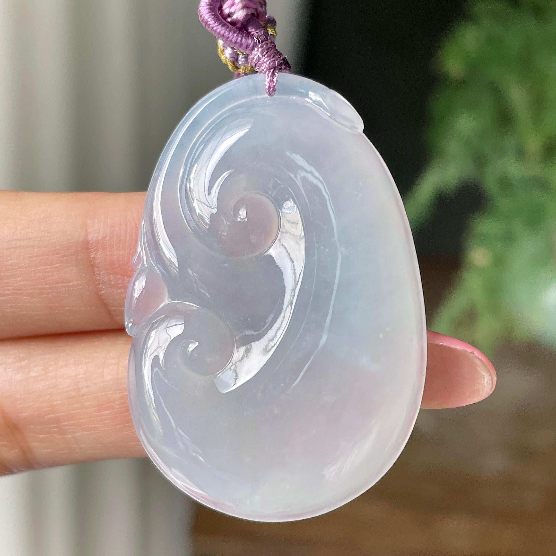 糯冰种带底色如意吊坠      天然缅甸A货翡翠（yc430654）