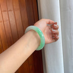 糯冰带色翡翠圆条手镯（58mm）（yc402769）