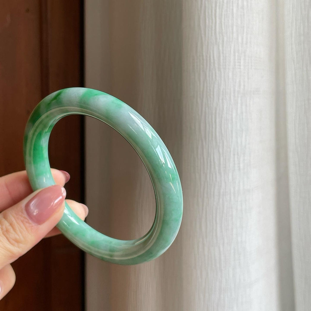 糯冰带底色翡翠美人条手镯（54.6mm）（yc295808）