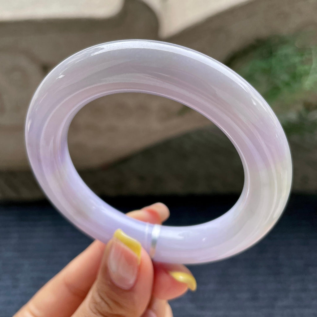 胖圆条    细糯种淡紫罗兰圆条手镯54.2圈         天然缅甸A货翡翠（yc376052）