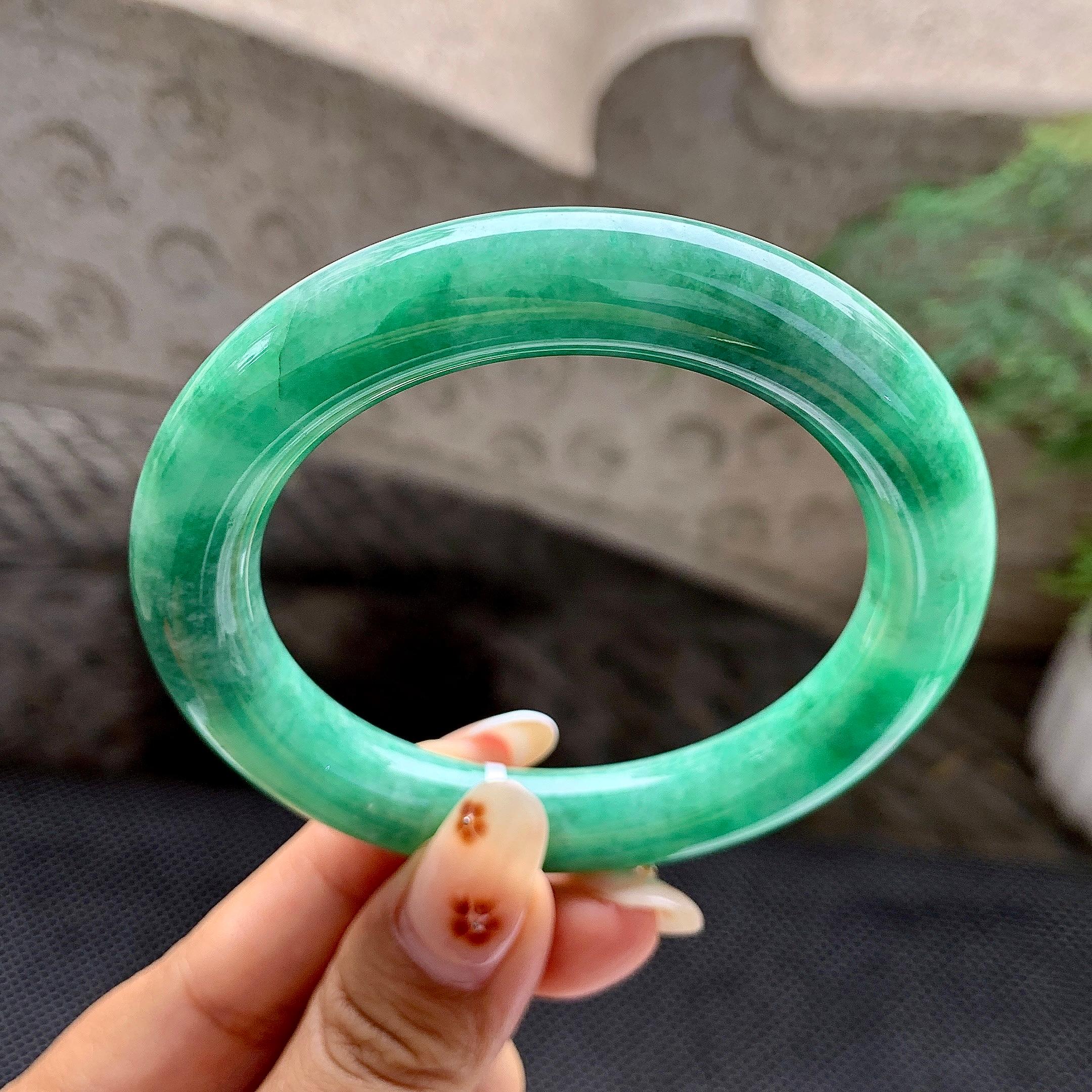 糯种满绿圆条手镯（57.7mm）（yc263454）