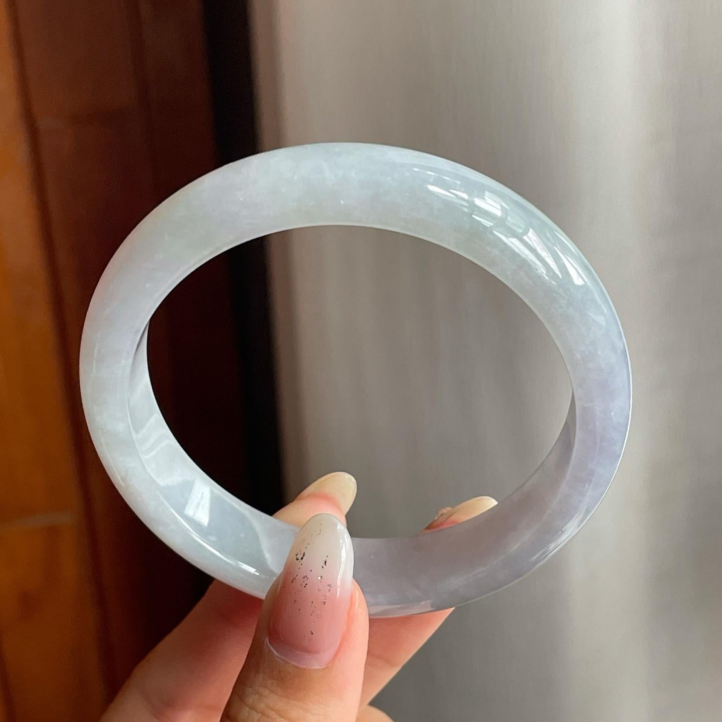 糯冰种带底色翡翠平安镯（57.7mm）（yc217399）